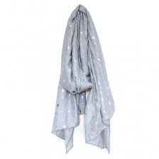 Pale Grey Scarf with Silver Star Print by Peace of Mind